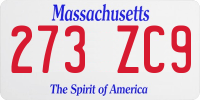 MA license plate 273ZC9