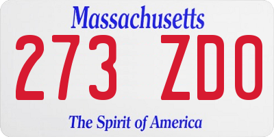 MA license plate 273ZD0