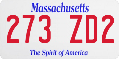 MA license plate 273ZD2