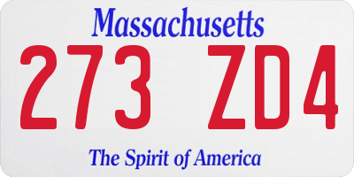 MA license plate 273ZD4