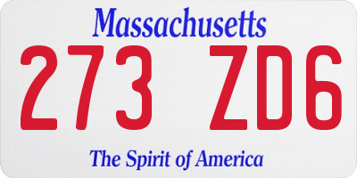 MA license plate 273ZD6