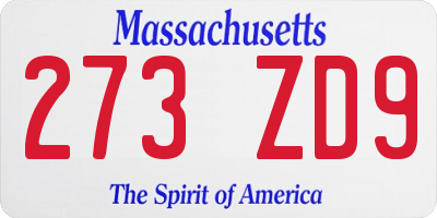 MA license plate 273ZD9