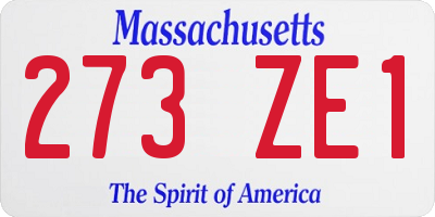 MA license plate 273ZE1