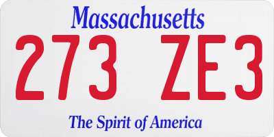 MA license plate 273ZE3