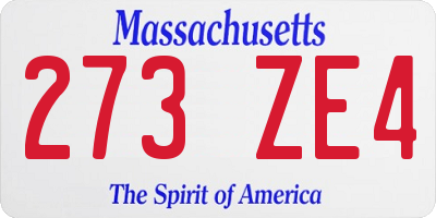 MA license plate 273ZE4