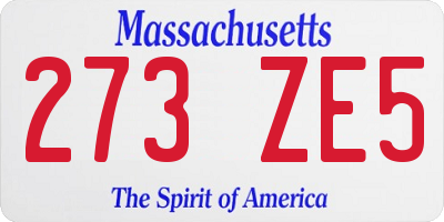 MA license plate 273ZE5