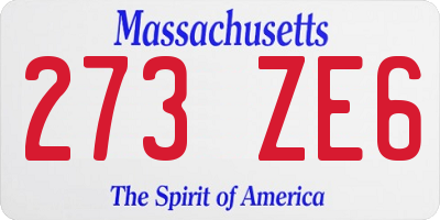 MA license plate 273ZE6