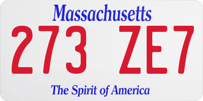 MA license plate 273ZE7