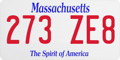 MA license plate 273ZE8