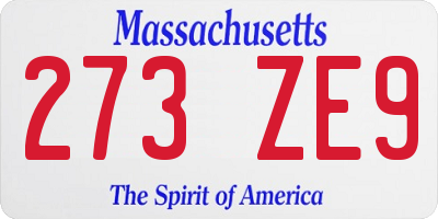 MA license plate 273ZE9