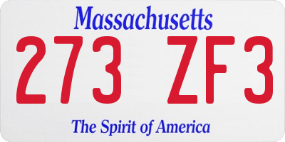 MA license plate 273ZF3