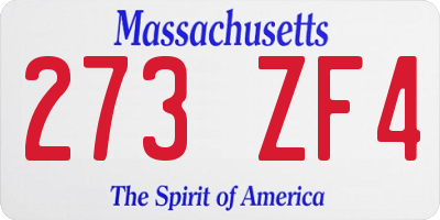 MA license plate 273ZF4