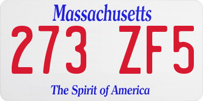 MA license plate 273ZF5