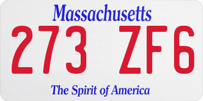 MA license plate 273ZF6