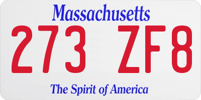 MA license plate 273ZF8