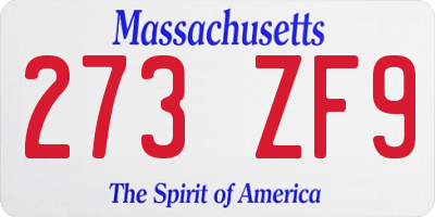 MA license plate 273ZF9