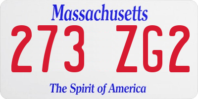 MA license plate 273ZG2