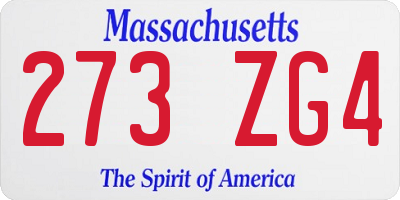 MA license plate 273ZG4