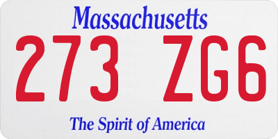 MA license plate 273ZG6