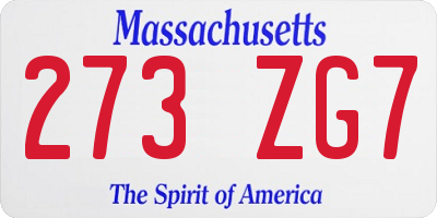 MA license plate 273ZG7
