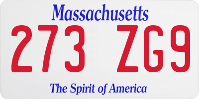 MA license plate 273ZG9