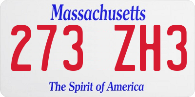 MA license plate 273ZH3