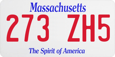 MA license plate 273ZH5
