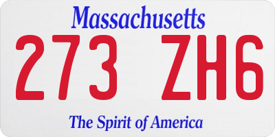 MA license plate 273ZH6
