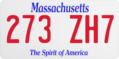 MA license plate 273ZH7