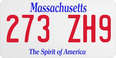 MA license plate 273ZH9