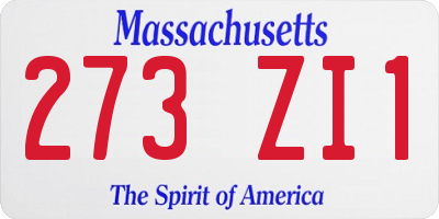 MA license plate 273ZI1