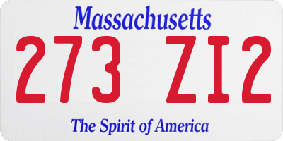 MA license plate 273ZI2