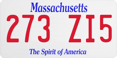 MA license plate 273ZI5