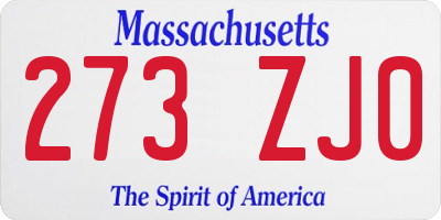 MA license plate 273ZJ0