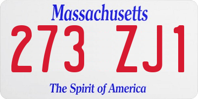 MA license plate 273ZJ1