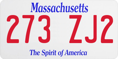 MA license plate 273ZJ2