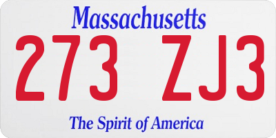 MA license plate 273ZJ3