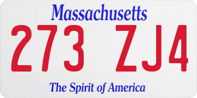 MA license plate 273ZJ4