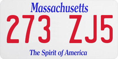 MA license plate 273ZJ5