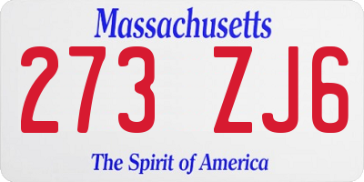 MA license plate 273ZJ6
