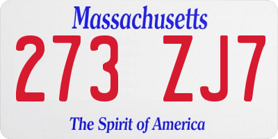 MA license plate 273ZJ7