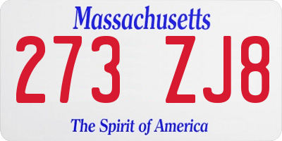 MA license plate 273ZJ8