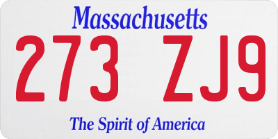 MA license plate 273ZJ9