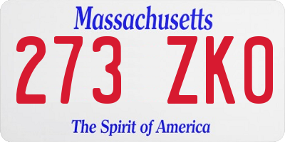MA license plate 273ZK0
