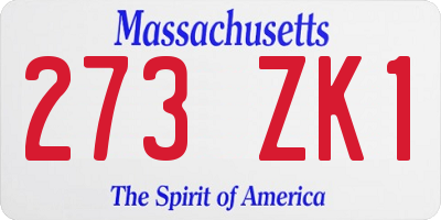 MA license plate 273ZK1