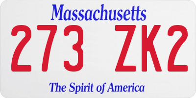 MA license plate 273ZK2