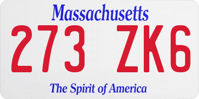 MA license plate 273ZK6