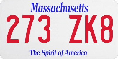 MA license plate 273ZK8