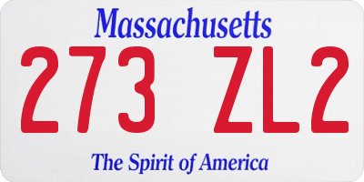 MA license plate 273ZL2