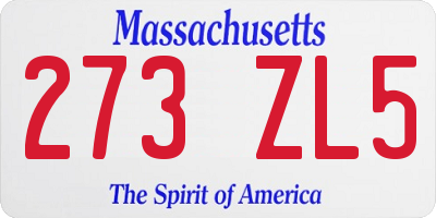 MA license plate 273ZL5
